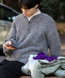 GLOSTER | 【モヘアタッチ/ユニセックス対応】ヘンリーネックプルオーバーニット(ニット/セーター)