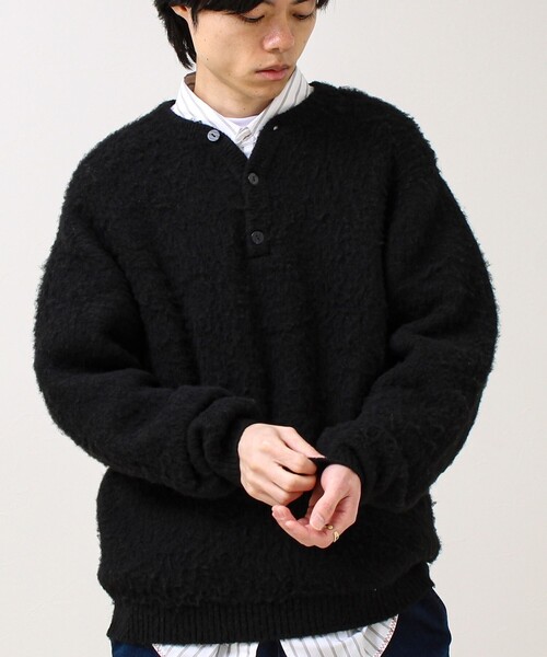 GLOSTER（グロスター）の「【モヘアタッチ/ユニセックス対応】ヘンリーネックプルオーバーニット（ニット/セーター・メンズ・ボルドー/グレー/ブラック・S/M/L）」の10枚目の写真