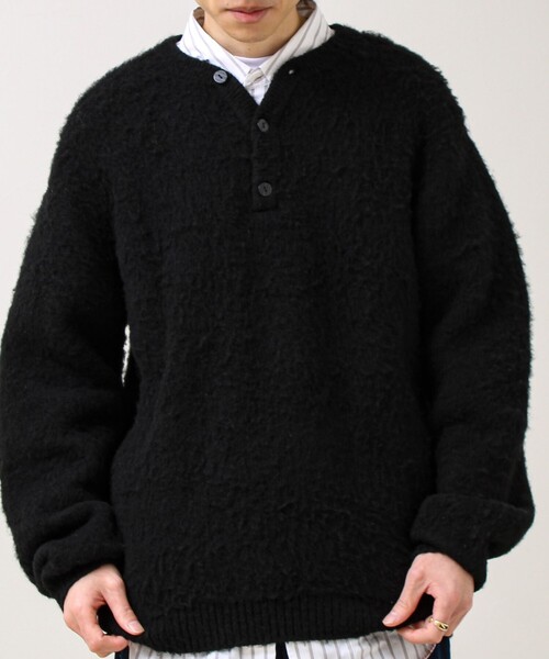 GLOSTER（グロスター）の「【モヘアタッチ/ユニセックス対応】ヘンリーネックプルオーバーニット（ニット/セーター・メンズ・ボルドー/グレー/ブラック・S/M/L）」の16枚目の写真