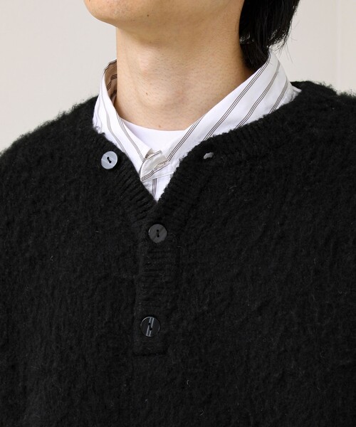 GLOSTER（グロスター）の「【モヘアタッチ/ユニセックス対応】ヘンリーネックプルオーバーニット（ニット/セーター・メンズ・ボルドー/グレー/ブラック・S/M/L）」の17枚目の写真