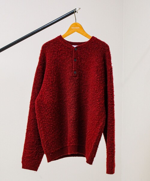 モヘアタッチ/ユニセックス対応】ヘンリーネックプルオーバーニット