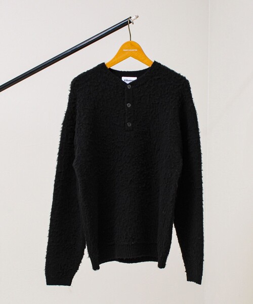 モヘアタッチ/ユニセックス対応】ヘンリーネックプルオーバーニット