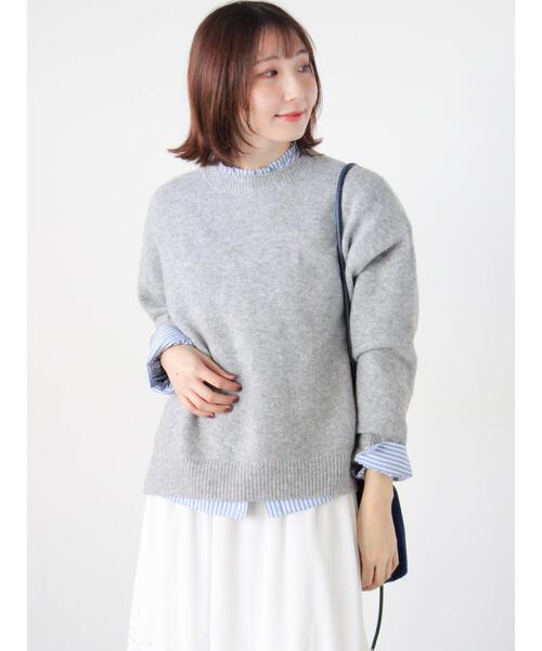 Te chichi TERRASSE(テチチテラス)の「もちもちメランジクルーネックニット(ニット/セーター・レディース・グレー/オフホワイト/ブラック/ピンク/ブルー・F)」の4枚目の写真