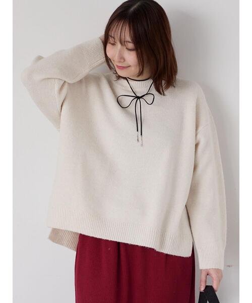 Te chichi TERRASSE(テチチテラス)の「もちもちメランジクルーネックニット(ニット/セーター・レディース・グレー/オフホワイト/ブラック/ピンク/ブルー・F)」の2枚目の写真