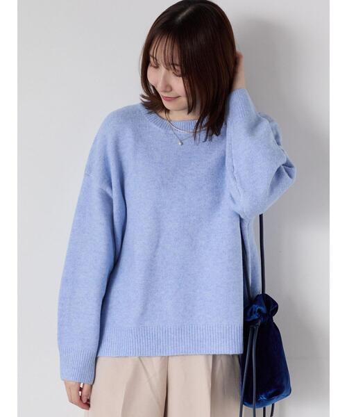 Te chichi TERRASSE(テチチテラス)の「もちもちメランジクルーネックニット(ニット/セーター・レディース・グレー/オフホワイト/ブラック/ピンク/ブルー・F)」の1枚目の写真