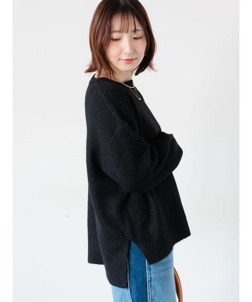 Te chichi TERRASSE(テチチテラス)の「もちもちメランジクルーネックニット(ニット/セーター・レディース・グレー/オフホワイト/ブラック/ピンク/ブルー・F)」の3枚目の写真