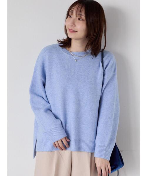 Te chichi TERRASSE(テチチテラス)の「もちもちメランジクルーネックニット(ニット/セーター・レディース・グレー/オフホワイト/ブラック/ピンク/ブルー・F)」の9枚目の写真