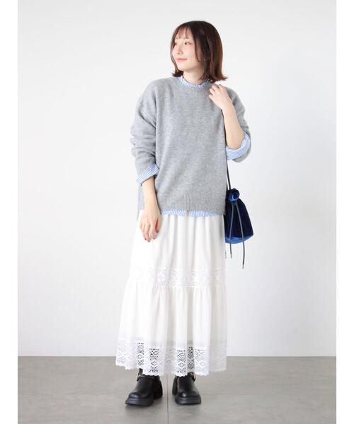 Te chichi TERRASSE(テチチテラス)の「もちもちメランジクルーネックニット(ニット/セーター・レディース・グレー/オフホワイト/ブラック/ピンク/ブルー・F)」の14枚目の写真