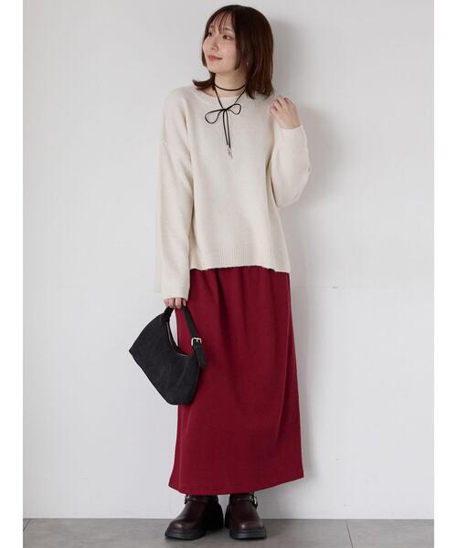 Te chichi TERRASSE(テチチテラス)の「もちもちメランジクルーネックニット(ニット/セーター・レディース・グレー/オフホワイト/ブラック/ピンク/ブルー・F)」の17枚目の写真