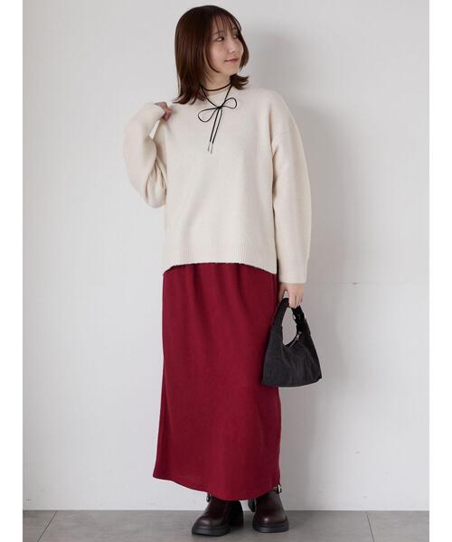 Te chichi TERRASSE(テチチテラス)の「もちもちメランジクルーネックニット(ニット/セーター・レディース・グレー/オフホワイト/ブラック/ピンク/ブルー・F)」の18枚目の写真