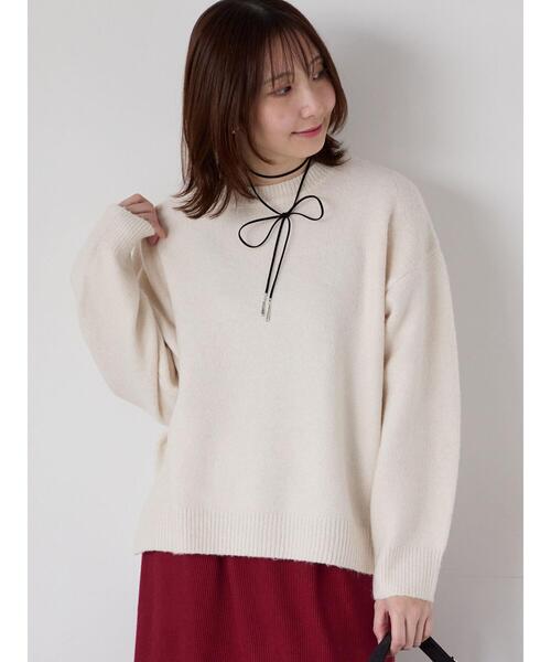 Te chichi TERRASSE(テチチテラス)の「もちもちメランジクルーネックニット(ニット/セーター・レディース・グレー/オフホワイト/ブラック/ピンク/ブルー・F)」の19枚目の写真