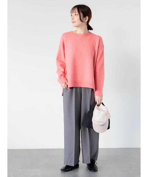 Te chichi TERRASSE(テチチテラス)の「もちもちメランジクルーネックニット(ニット/セーター・レディース・グレー/オフホワイト/ブラック/ピンク/ブルー・F)」の20枚目の写真