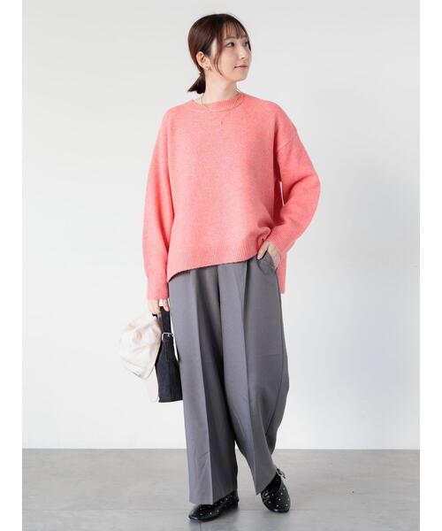 Te chichi TERRASSE(テチチテラス)の「もちもちメランジクルーネックニット(ニット/セーター・レディース・グレー/オフホワイト/ブラック/ピンク/ブルー・F)」の21枚目の写真