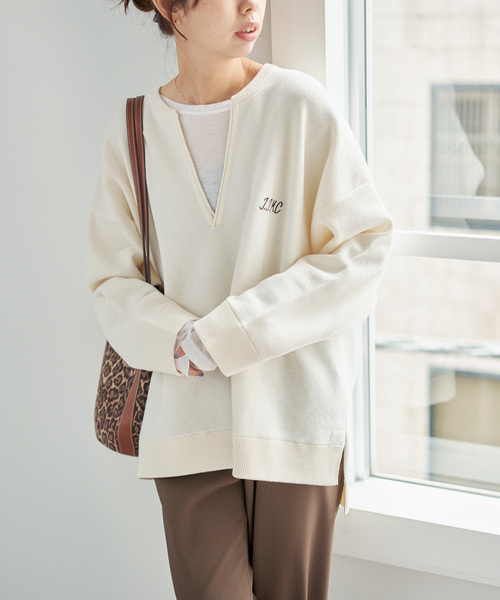 Spick & Span（スピックアンドスパン）の「J.J.Mercer / ジェイジェイマーサー 別注 キーネックプルオーバー（ニット/セーター・レディース・モカ/ホワイト系その他/グレー・MEDIUM）」の14枚目の写真