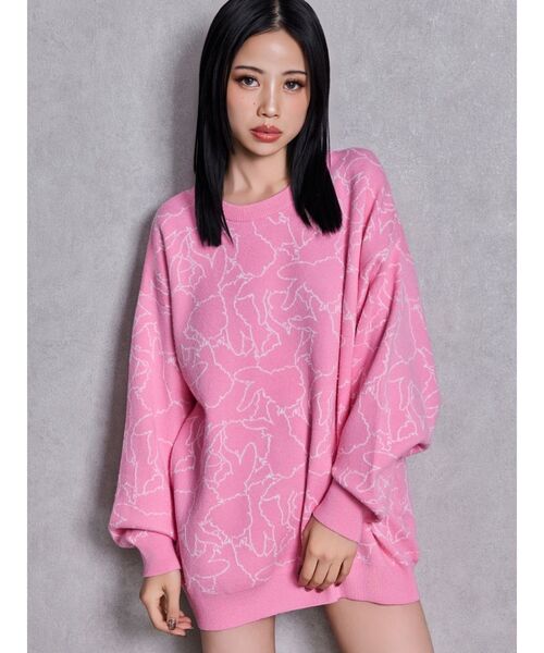 GYDA(ジェイダ)の「BUNNY patternニットトップス(ニット/セーター・レディース・オフホワイト/ピンク/ブラック・FREE)」の3枚目の写真