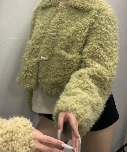 Nu（ニュー）の「【Nu】ショートファー ジャケット（その他アウター・レディース・ブラウン/ピンク/ホワイト・MEDIUM）」の4枚目の写真