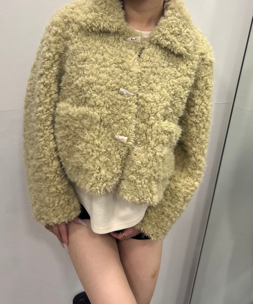 Nu（ニュー）の「【Nu】ショートファー ジャケット（その他アウター・レディース・ブラウン/ピンク/ホワイト・MEDIUM）」の5枚目の写真