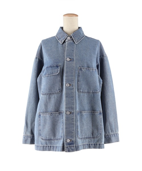 coca（coca）（コカ）の「デニムカバーオールジャケット（デニムジャケット・レディース・ライトブルー・L/M）」の16枚目の写真