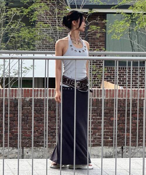 SEQUENZ(シークエンズ)の「※WEB限定 / ホルターネック / レディースアイレットタンクトップ /sqnz halter neck eyelet tank top(タンクトップ・レディース・ライトグレー/その他1/ブラック・MEDIUM/SMALL)」の10枚目の写真