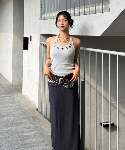 SEQUENZ(シークエンズ)の「※WEB限定 / ホルターネック / レディースアイレットタンクトップ /sqnz halter neck eyelet tank top(タンクトップ・レディース・ライトグレー/その他1/ブラック・MEDIUM/SMALL)」の11枚目の写真