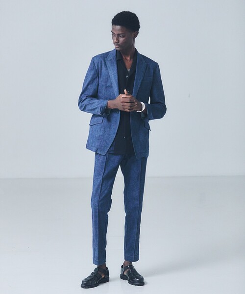 5351 POUR LES HOMMES（ゴーサンゴーイチプールオム）の「【セットアップ対応】タックテーパード デニム スラックス（デニムパンツ・メンズ・インディゴブルー/ブラック・44/46/48/50）」の14枚目の写真