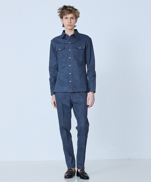 5351 POUR LES HOMMES（ゴーサンゴーイチプールオム）の「【セットアップ対応】タックテーパード デニム スラックス（デニムパンツ・メンズ・インディゴブルー/ブラック・44/46/48/50）」の7枚目の写真