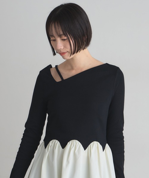 ARVELLIA(アルベリア)の「WAVE LINE DRESS(ワンピース・レディース・ブラック/ブラック×ホワイト・M)」の8枚目の写真
