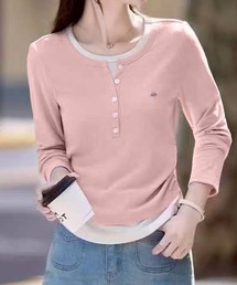 SpRay（スプレイ）の「配色ヘンリーフェイクレイヤード（Tシャツ/カットソー）」