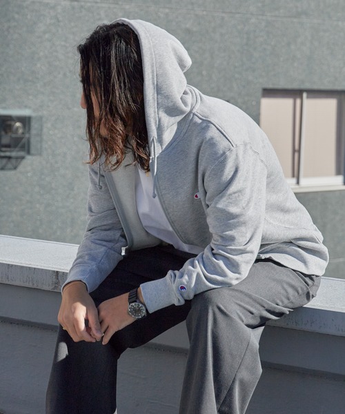 Champion（チャンピオン）の「Champion/チャンピオン ジップフーデッド スウェットシャツ 2026年春夏（パーカー・メンズ・グレー/オートミール/ブラック/ネイビー・M/L/XL）」の20枚目の写真