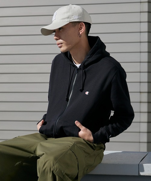 Champion（チャンピオン）の「Champion/チャンピオン ジップフーデッド スウェットシャツ 2026年春夏（パーカー・メンズ・グレー/オートミール/ブラック/ネイビー・M/L/XL）」の6枚目の写真