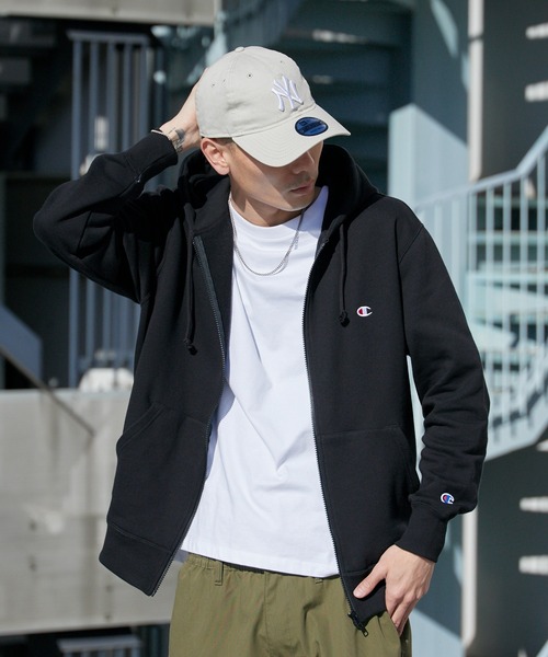 Champion（チャンピオン）の「Champion/チャンピオン ジップフーデッド スウェットシャツ 2026年春夏（パーカー・メンズ・グレー/オートミール/ブラック/ネイビー・M/L/XL）」の9枚目の写真