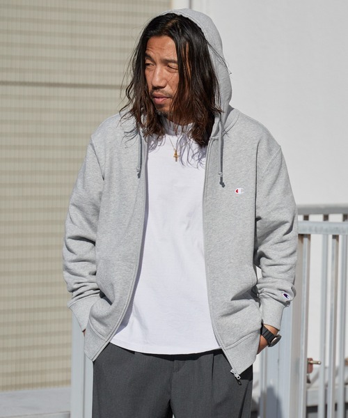 Champion(チャンピオン)の「Champion/チャンピオン ジップフーデッド スウェットシャツ トレーナー 秋 秋服 2026年秋冬(パーカー・メンズ・グレー/オートミール/ブラック/ネイビー・M/L/XL)」の21枚目の写真