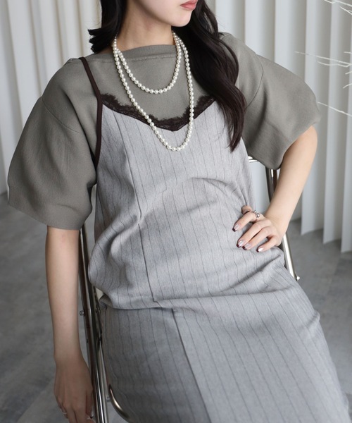 YENNA（イェンナ）の「【 2026 SS 新作 】ランタンスリーブボートネックニット/オフショルニット（ニット/セーター・レディース・ブラウン/アイボリー/ブラック/グレイッシュベージュ・FREE）」の4枚目の写真