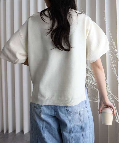 YENNA（イェンナ）の「【 2026 SS 新作 】ランタンスリーブボートネックニット/オフショルニット（ニット/セーター・レディース・ブラウン/アイボリー/ブラック/グレイッシュベージュ・FREE）」の9枚目の写真