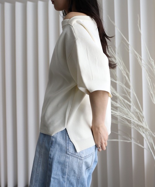 YENNA（イェンナ）の「【 2026 SS 新作 】ランタンスリーブボートネックニット/オフショルニット（ニット/セーター・レディース・ブラウン/アイボリー/ブラック/グレイッシュベージュ・FREE）」の10枚目の写真