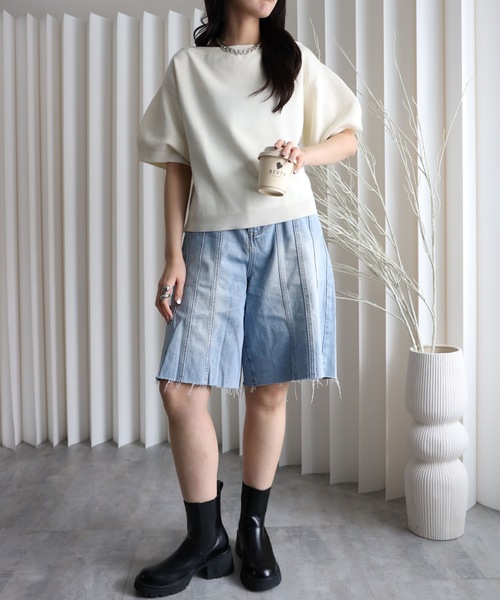 YENNA（イェンナ）の「【 2026 SS 新作 】ランタンスリーブボートネックニット/オフショルニット（ニット/セーター・レディース・ブラウン/アイボリー/ブラック/グレイッシュベージュ・FREE）」の13枚目の写真