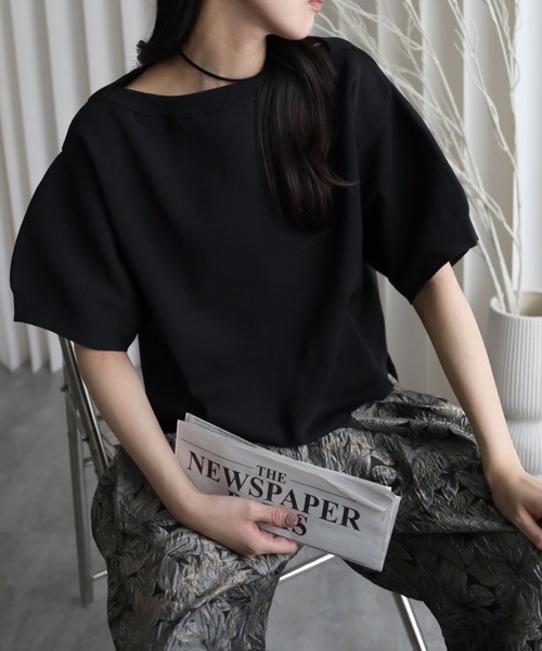 YENNA（イェンナ）の「【 2026 SS 新作 】ランタンスリーブボートネックニット/オフショルニット（ニット/セーター・レディース・ブラウン/アイボリー/ブラック/グレイッシュベージュ・FREE）」の15枚目の写真