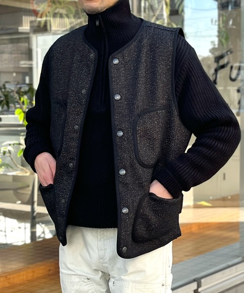 HOUSTON（ヒューストン）の「【HOUSTON】ヒューストン BEACH CLOTH VEST ビーチクロスベスト（ベスト・メンズ・ダークブラウン/ブラック・XL/L/M）」の2枚目の写真