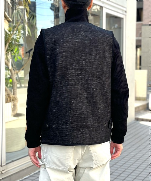 HOUSTON（ヒューストン）の「【HOUSTON】ヒューストン BEACH CLOTH VEST ビーチクロスベスト（ベスト・メンズ・ダークブラウン/ブラック・XL/L/M）」の11枚目の写真