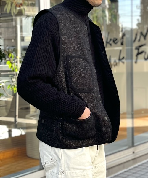 HOUSTON（ヒューストン）の「【HOUSTON】ヒューストン BEACH CLOTH VEST ビーチクロスベスト（ベスト・メンズ・ダークブラウン/ブラック・XL/L/M）」の5枚目の写真