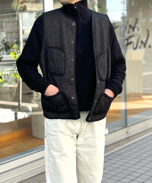 HOUSTON（ヒューストン）の「【HOUSTON】ヒューストン BEACH CLOTH VEST ビーチクロスベスト（ベスト・メンズ・ダークブラウン/ブラック・XL/L/M）」の6枚目の写真