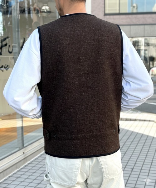 HOUSTON（ヒューストン）の「【HOUSTON】ヒューストン BEACH CLOTH VEST ビーチクロスベスト（ベスト・メンズ・ダークブラウン/ブラック・XL/L/M）」の15枚目の写真