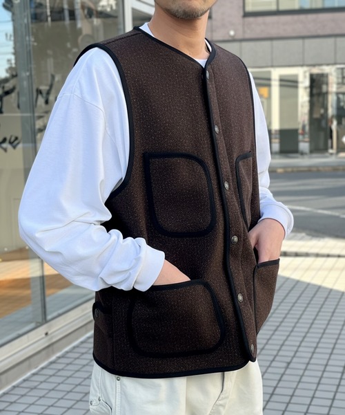 HOUSTON（ヒューストン）の「【HOUSTON】ヒューストン BEACH CLOTH VEST ビーチクロスベスト（ベスト・メンズ・ダークブラウン/ブラック・XL/L/M）」の14枚目の写真