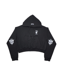 ANDEND（エンデンド）の「ポロクロップフードパーカー_黒（パーカー）」