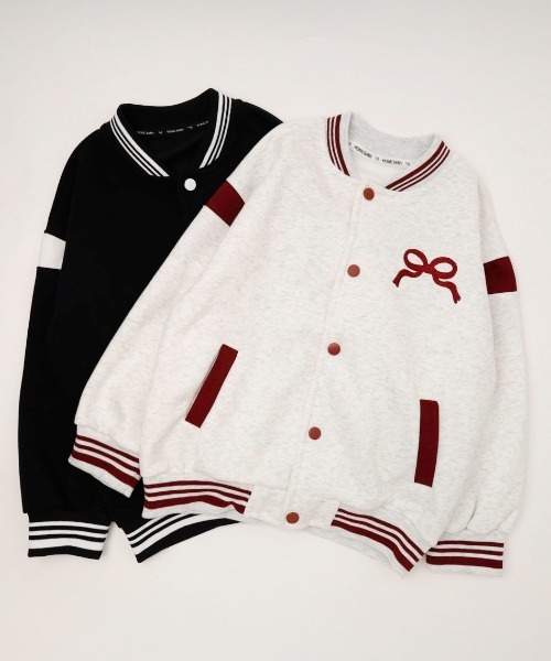 URBAN CHERRY(アーバンチェリー)の「フロントリボンデザインオーバーサイズブルゾン(ブルゾン・キッズ・グレー/ブラック・140cm/120cm/150cm/130cm/110cm)」の16枚目の写真