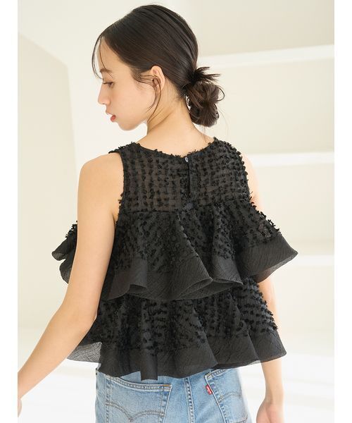 SNIDEL(スナイデル)の「ラッフルジャガードボリュームブラウス(シャツ/ブラウス・レディース・ブラック/ホワイト/ドット・F)」の14枚目の写真