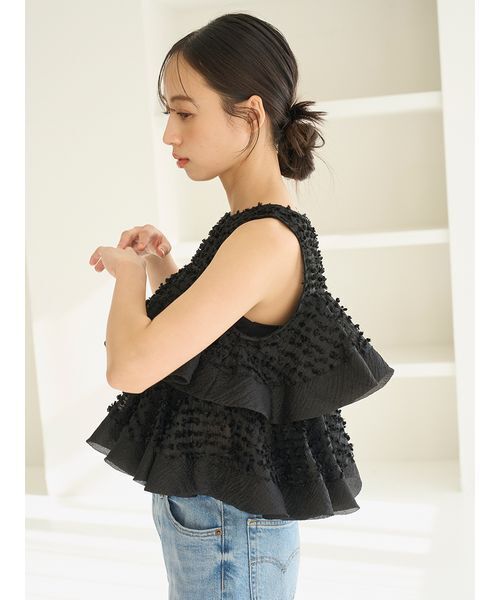 SNIDEL(スナイデル)の「ラッフルジャガードボリュームブラウス(シャツ/ブラウス・レディース・ブラック/ホワイト/ドット・F)」の15枚目の写真