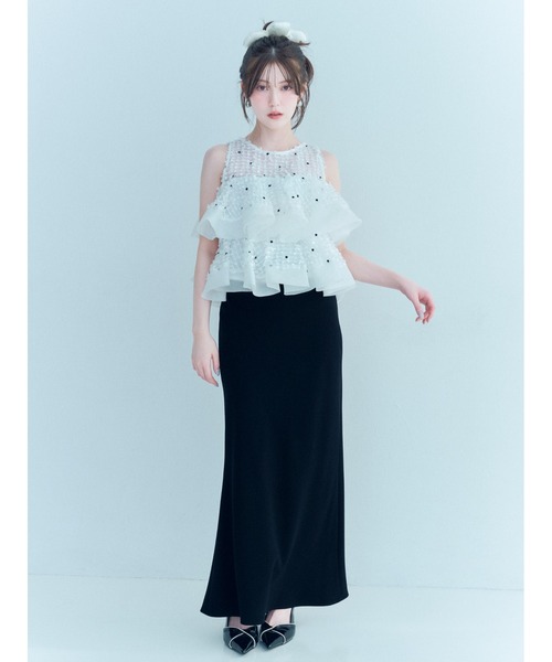 SNIDEL(スナイデル)の「ラッフルジャガードボリュームブラウス(シャツ/ブラウス・レディース・ブラック/ホワイト/ドット・F)」の5枚目の写真