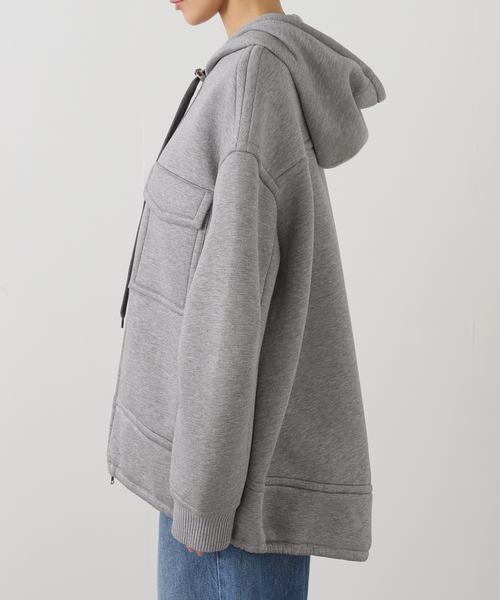 journal standard L'essage（ジャーナルスタンダードレサージュ）の「【TIBI/ティビ】 TECHY VISCOSE ZIP UP HOODIE（パーカー・レディース・ライトグレー・SMALL）」の2枚目の写真
