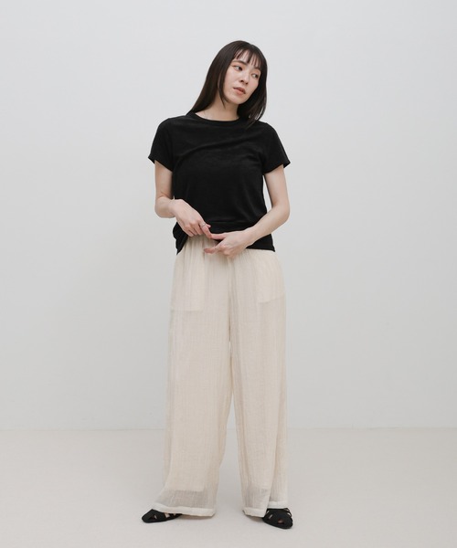 select MOCA(セレクトモカ)の「ワッシャーシアーリラックスパンツ(その他パンツ・レディース・ブラウン/ブラック/ライトベージュ・FREE)」の4枚目の写真